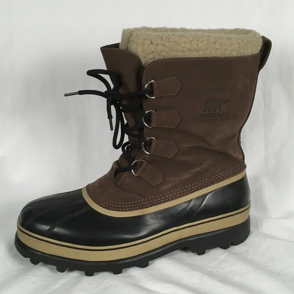 Sorel Caribou Men's Snow Winter Boots Duck Leather Sherpa Lining‎ Size 15